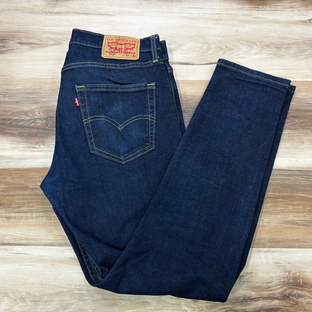 Levis 512 Slim Taper Jeans 33x32 Dark Wash Stretch Denim Blue Pants